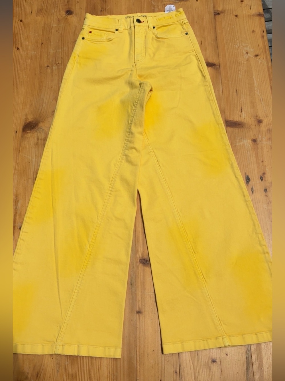 Peace Love World Wide Leg Yellow Pants